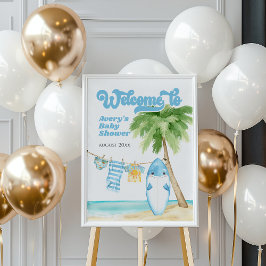 Póster Baby on Board Surfing Boy Baby Shower
