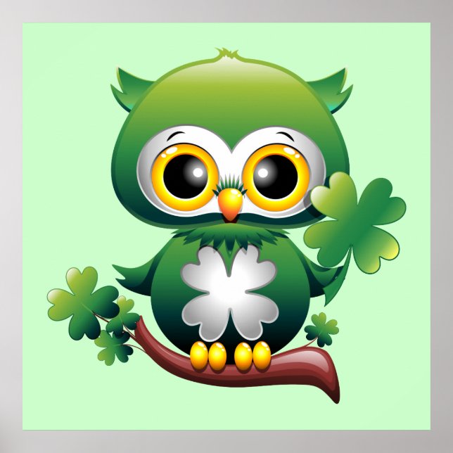 Póster Baby Owl St Patrick Cartoon Poster (Frente)