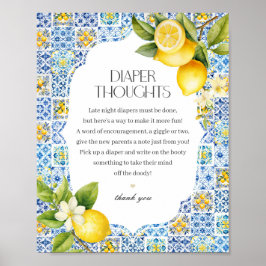 Póster Baby Shower Amalfi Coast Italian Diaper Thoughts