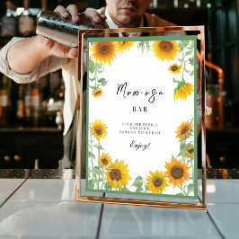 Póster Baby Shower amarillo elegante girasol sunny