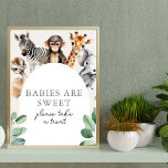 Póster Baby Shower: Animales de Safari de la Selva recibe<br><div class="desc">Animales de Safari de la Selva Baby Shower toman un Poster de tratados</div>