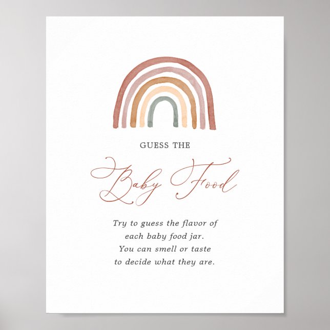Póster Baby Shower arcoiris adivina el Rótulo de comida i (Frente)