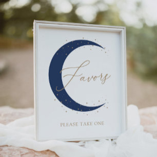Póster Baby Shower: Armada por la luna favorece el Rótulo