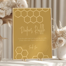 Póster Baby Shower beige dorado Diaper Raffle Rótulo