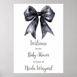 Póster Baby Shower Black Coquette Bow