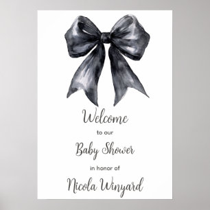 Póster Baby Shower Black Coquette Bow