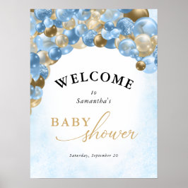 Póster Baby Shower Blue & Gold Balloon Arch Boy