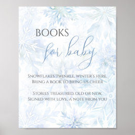 Póster Baby Shower Blue Snowflake Books for Baby
