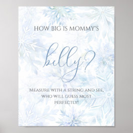 Póster Baby Shower Blue Snowflake How big is Mom’s Belly