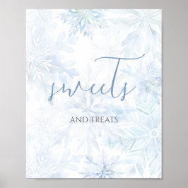 Póster Baby Shower Blue Snowflake Sweets and Treats 