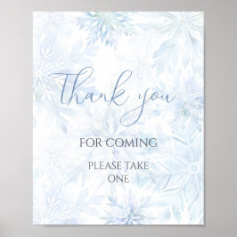 Póster Baby Shower Blue Snowflake Thank You for Coming 