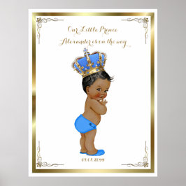 Póster Baby Shower Boy, azul blanco, elegante, 32x41 300p