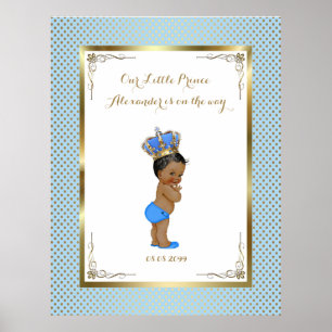 Póster Baby Shower Boy, azul blanco, elegante, 32x41 300p