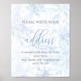 Póster Baby Shower Boy Blue Snowflake Address Poster
