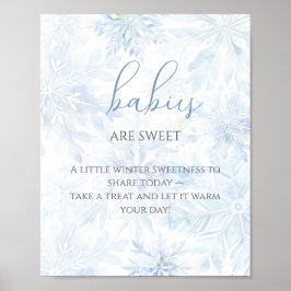 Póster Baby Shower Boy Blue Snowflake Babies are Sweet 