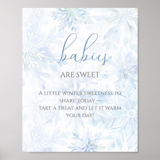 Póster Baby Shower Boy Blue Snowflake Babies are Sweet  (Frente)