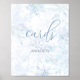 Póster Baby Shower Boy Blue Snowflake Cards and Gifts 