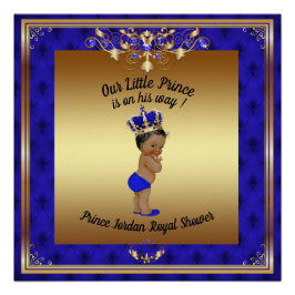 Poster Baby Shower Boy, prince baby boy, azul, 20x