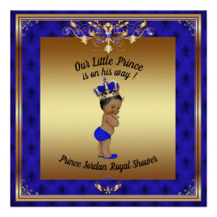 Poster Baby Shower Boy, prince baby boy, azul, 20x
