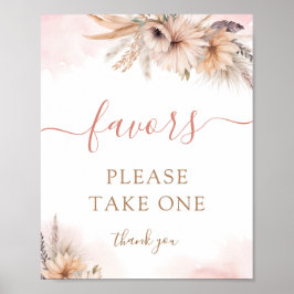 Póster Baby Shower, Chica de Boho Pampas y Grass Floral,