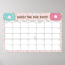 Póster Baby Shower con temas no vistos Adivinan la fecha 