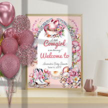 Baby Shower costero rosa de niña pequeña occidenta