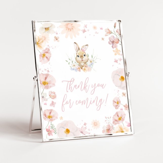 Póster Baby Shower de algunos conejos gracias por venir (Rabbit Somebunny Baby Shower Thank you for Coming Sign)