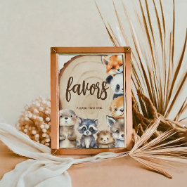 Póster Baby Shower de animales de Woodland favorece el Ró