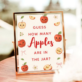 Póster Baby Shower de Apple de mi ojo adivina cuántas man