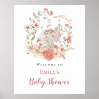 Baby Shower de bienvenida de Elephant Foliage Peac