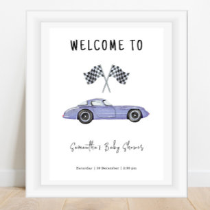 Póster Baby Shower de bienvenida de Race Car