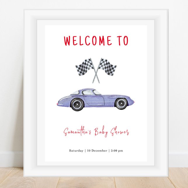Póster Baby Shower de bienvenida de Race Car (Subido por el creador)