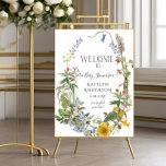 Póster Baby Shower de bienvenida Floral de flores silvest<br><div class="desc">Prepárate para una ducha de bebé, pero puedes cambiar toda la información del evento para adaptarla a tu propia ocasión. Flores silvestres elegantes, livianas y ventiladas con vegetación foliagre de hojas, libélula, mariposa y abeja se combinan con un tipo de letra Art Deco, de estilo Art Nouveau, emparejado con un...</div>