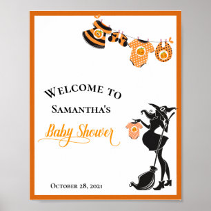 Póster Baby Shower de Bienvenida Witch Halloween