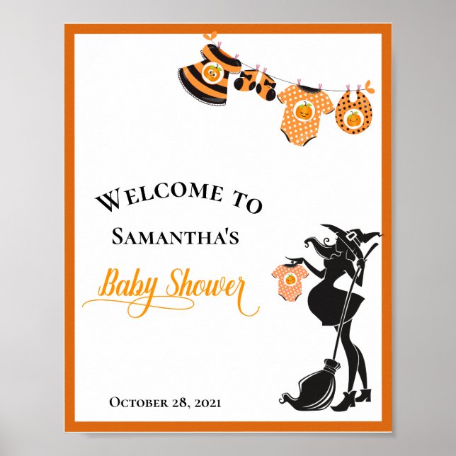 Póster Baby Shower de Bienvenida Witch Halloween (Frente)