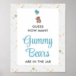 Póster Baby Shower de Blue Gummy Bear Guidance Game Boy