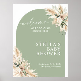 Póster Baby Shower de Boho Green Pampas