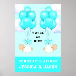 Póster Baby Shower de Boy Twins