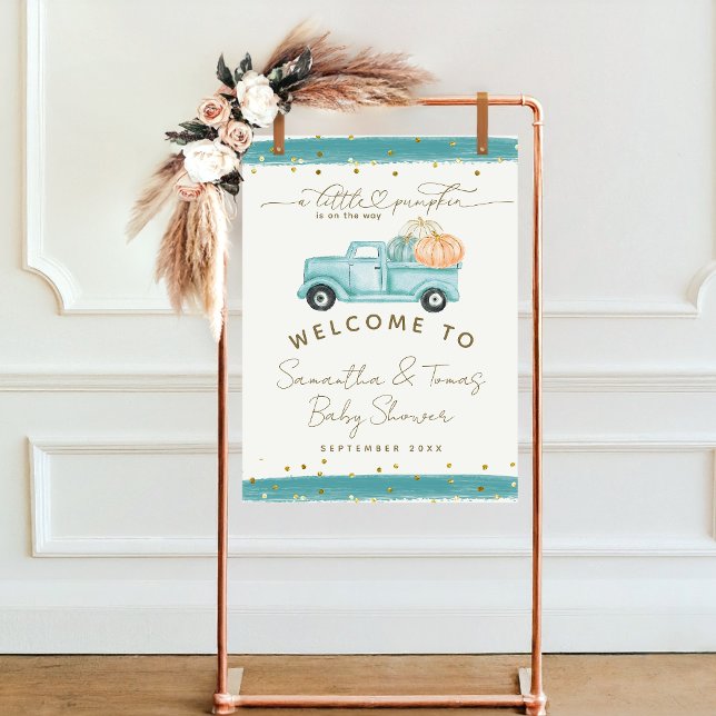 Póster Baby Shower de caída moderna del camión de calabaz (Subido por el creador)