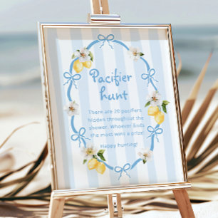 Póster Baby Shower de caza del Pacificador Lemon Blue