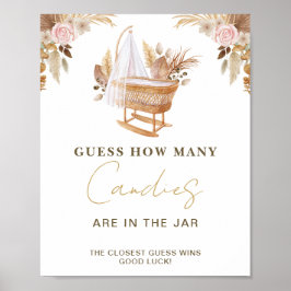 Póster Baby Shower de color de agua blanco