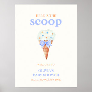 Póster Baby Shower de crema de hielo Bow de verano