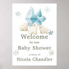 Póster Baby Shower de Cute Winter Polar Bears