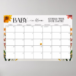Póster Baby Shower de Flor Silvestre Presionado Adivina l