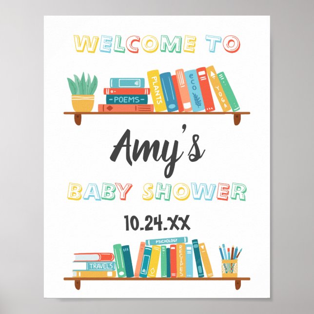 Póster Baby Shower De Fondo Temático De Cuties Book Nerd (Frente)