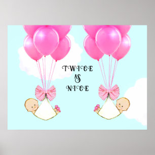 Póster Baby Shower de gemelos chicas