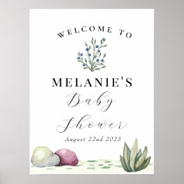 Póster Baby Shower de hábitat prehistórico con temática d