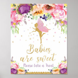 Póster Baby Shower de hadas trata a las niñas Rótulos