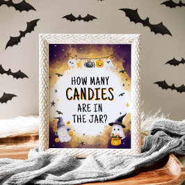 Póster Baby Shower de Halloween: Cuántos Candies juegan a