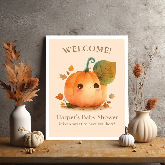 Póster Baby Shower de la caída de la calabaza dulce (Get ready to "squash" the ordinary and embrace the extraordinary with our Fall Baby Shower theme! )